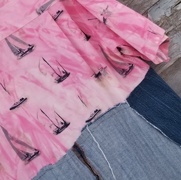 Sail Boat ArtWear Upcycled Nautical Shirt Tunic - Picture 5 of 7